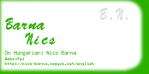 barna nics business card